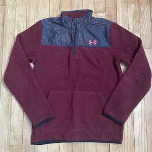 UA UNDER ARMOUR Boys' LS Camo Twist Zip Fleece Top Youth XL Red‎